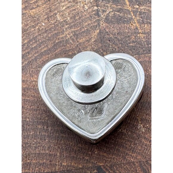 Swarovski Swan Signed Red White Blue Crystal Heart Pin Patriotic Silver Plate - Picture 5 of 9